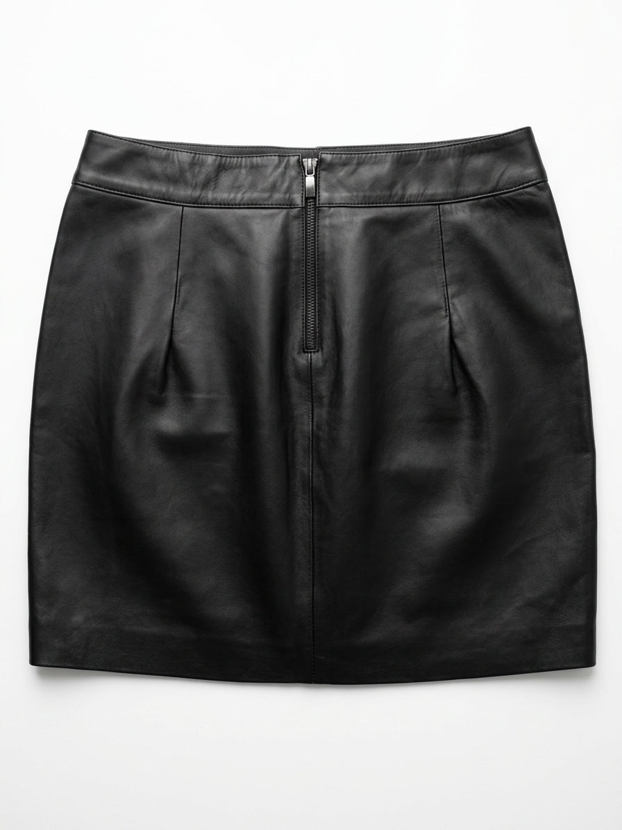 Minisaia de Couro Chic Zíper Frontal