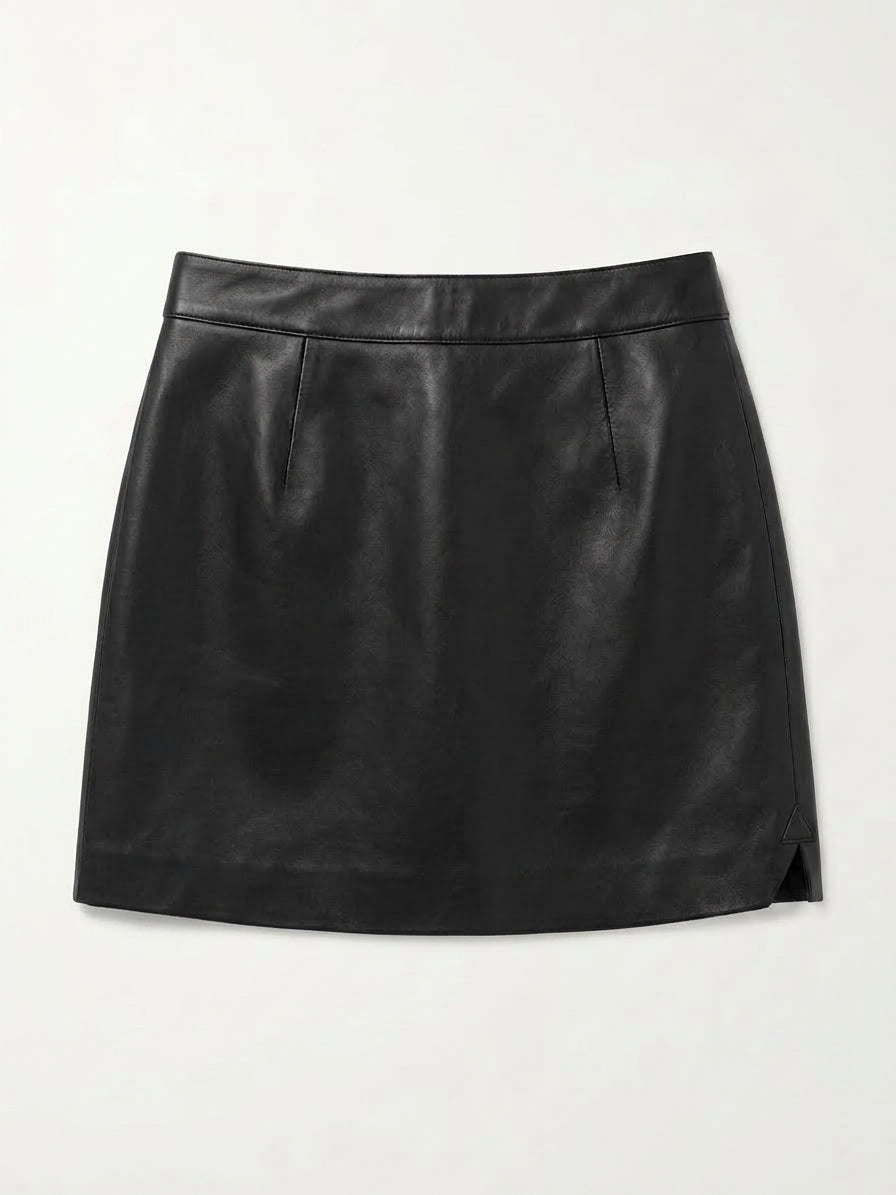 Minisaia de Couro Chic Zíper Frontal